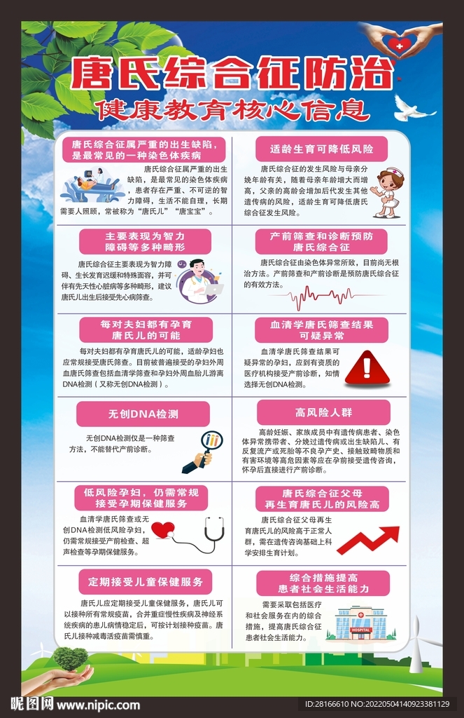 唐氏综合征防治健康教育海报
