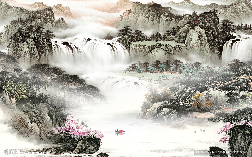 中式现代电视山水 tif分层