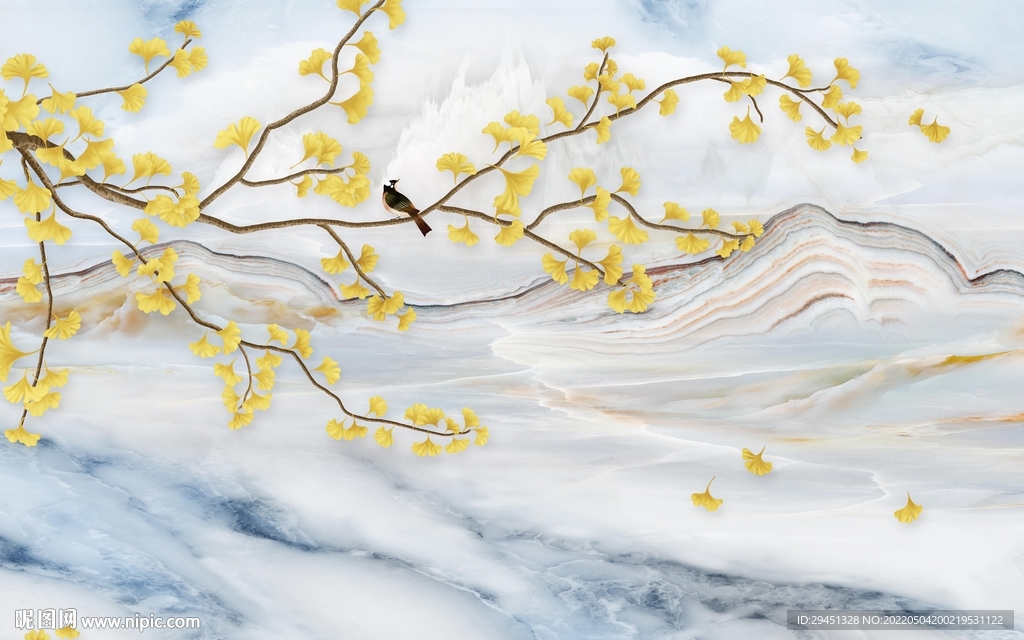 花鸟 爆款现代山水 tif分层