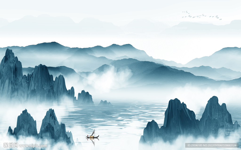 水墨 高清电视山水 TIF分层