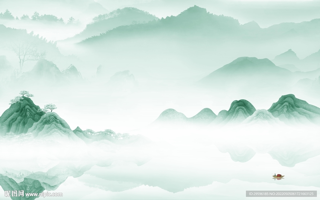 新中式高清电视山水 TIF分层