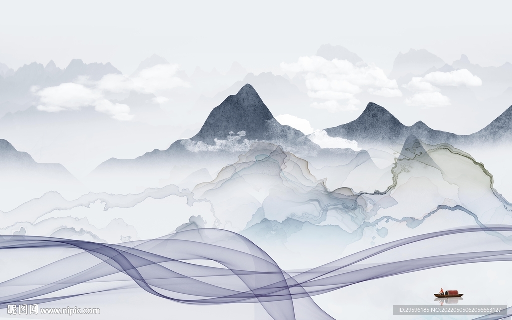 中式高清电视山水 TIF分层