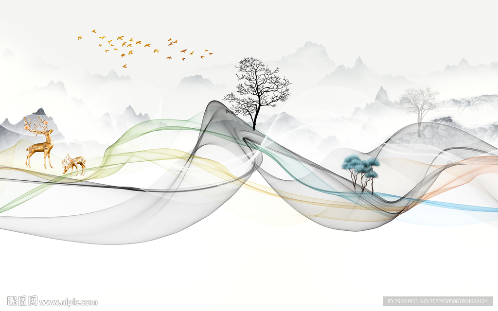 线条 爵士白背景墙 TIF分层