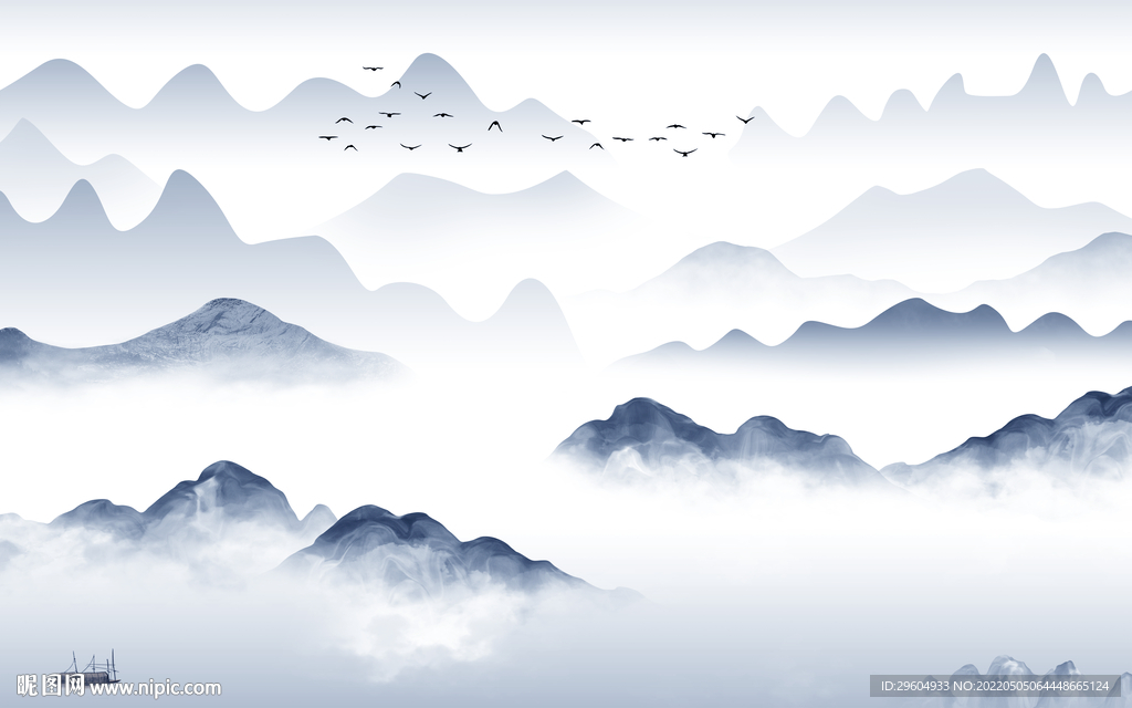 中式 电视山水背景 TIF分层