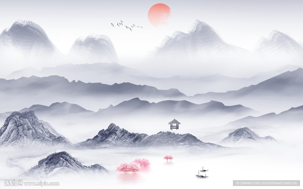 人气电视山水背景 TIF分层