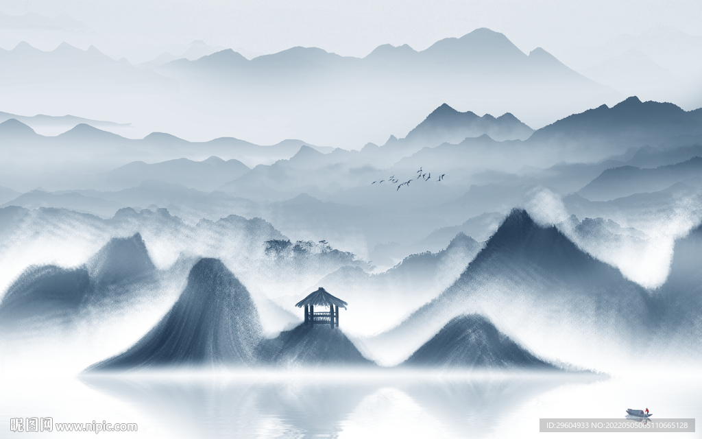 高档电视山水背景 TIF分层