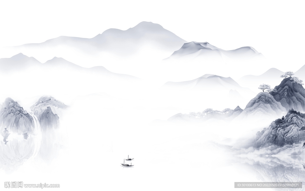 人气 最新款山水画 tif分层