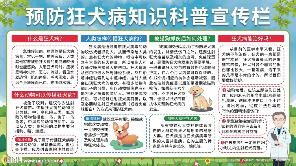 预防狂犬病知识科普宣传栏