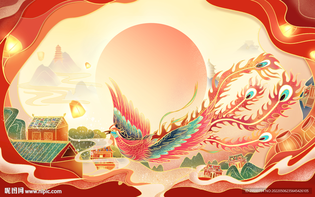 国潮年货节新年插画设计