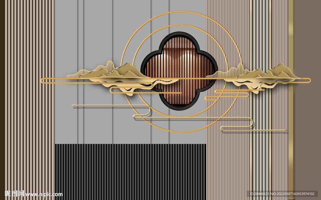 新中式背景墙 新中式壁画 新中