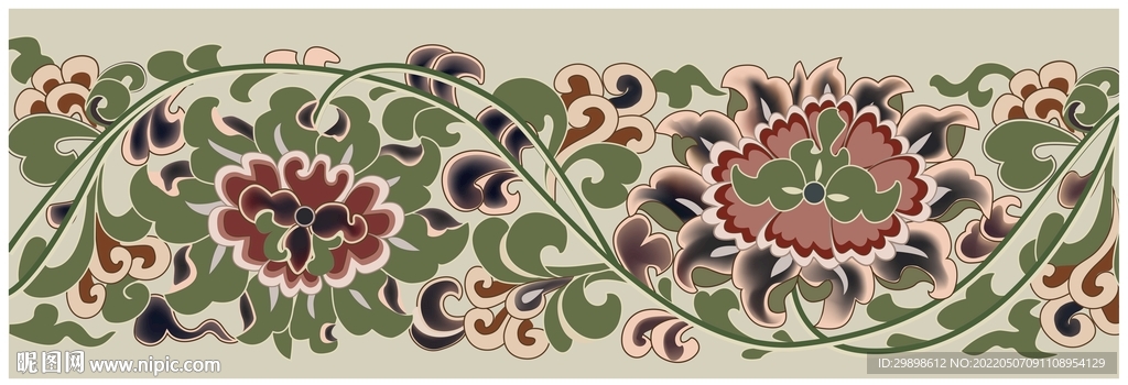 中式古典花纹缠枝牡丹纹