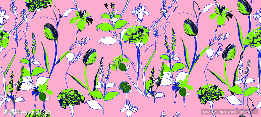 大牌高清线条叶子印花