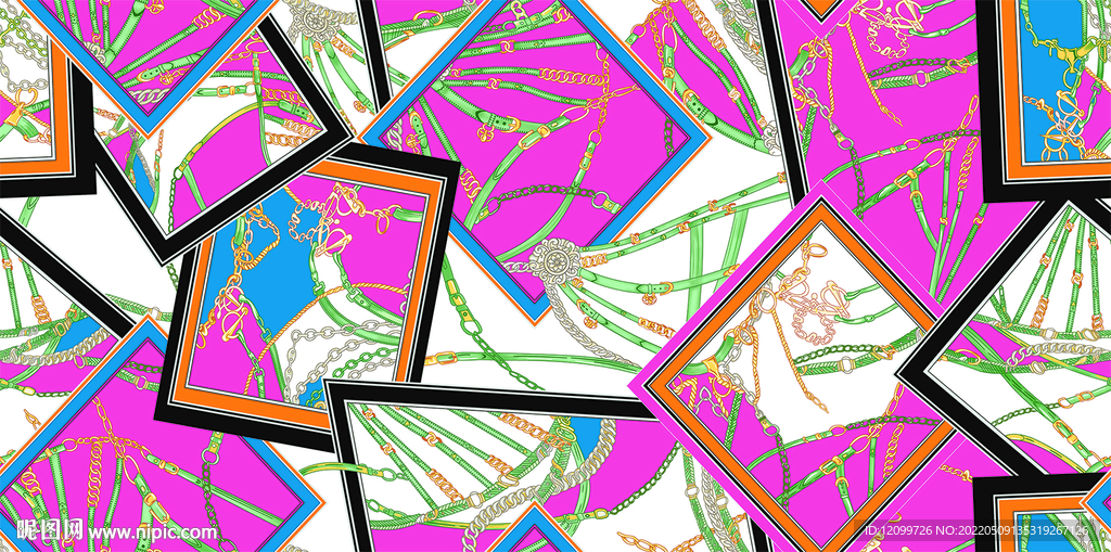 大牌朝流 链条数码大裙印花