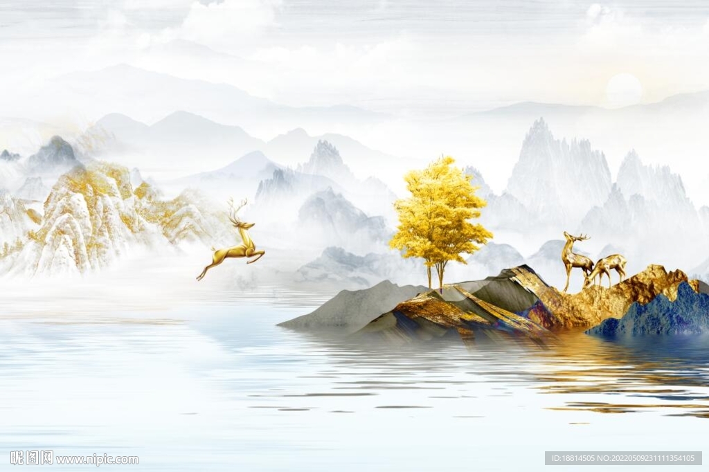 简约轻奢现代新中式背景墙