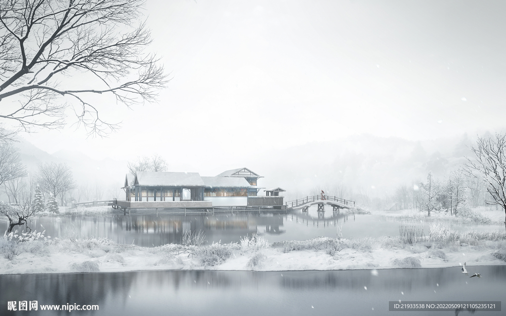 湿地雪景效果图