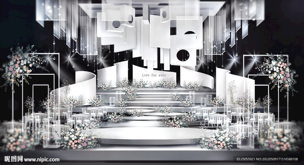 韩式婚礼异形舞台区效果图