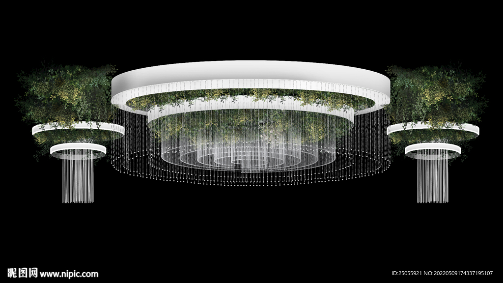 白绿色森系主题婚礼水晶吊顶