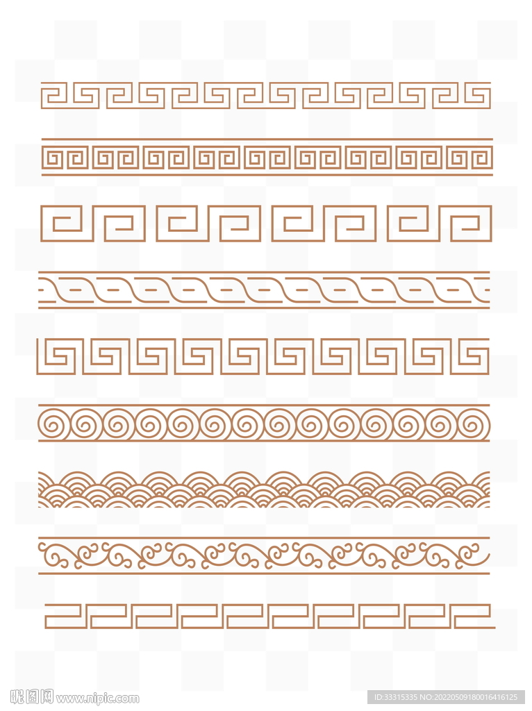 中国风中式海水回形纹理边框