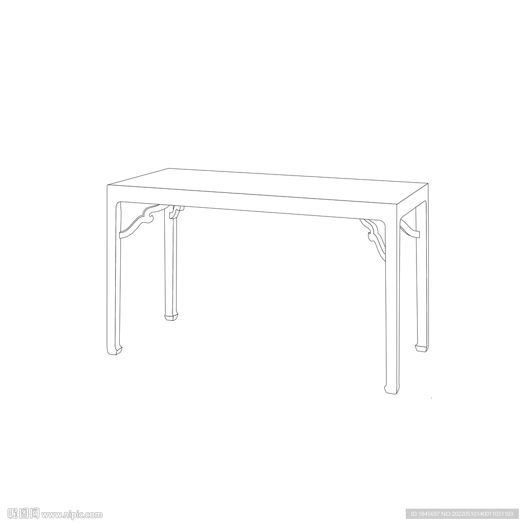 黄花黎卷叶型霸王枨书桌