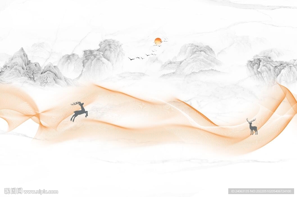 新中式烟雾背景墙