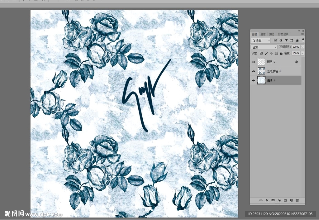 斑驳底纹唯美手绘抽象花卉