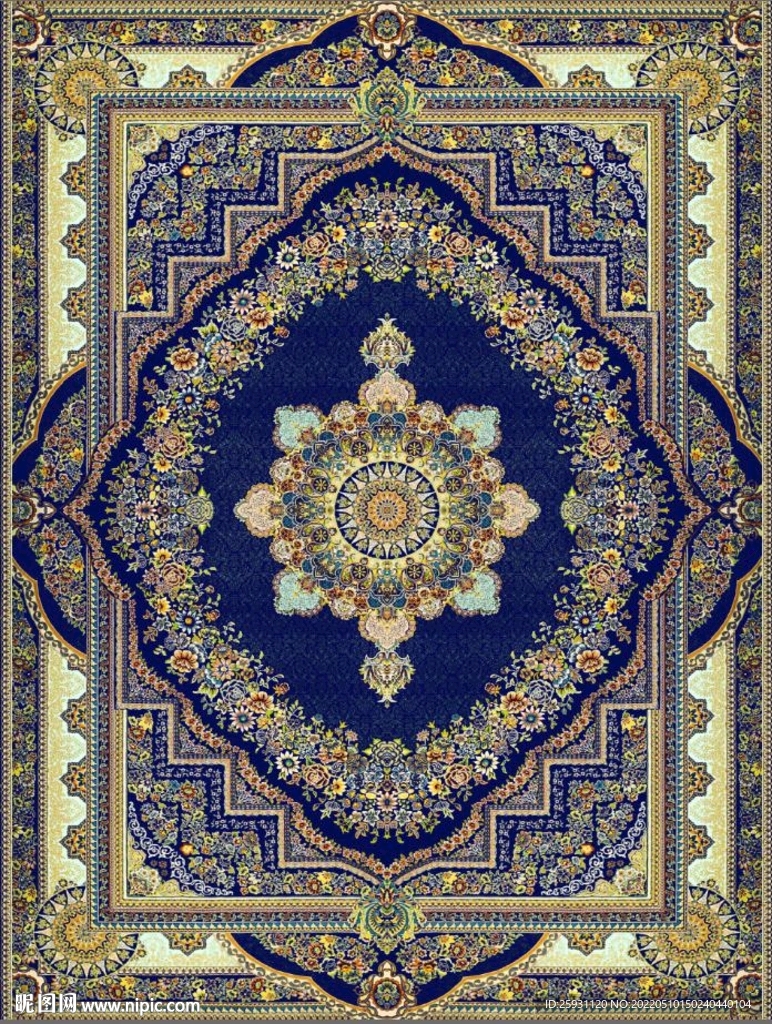 民族手绘花纹花边地毯