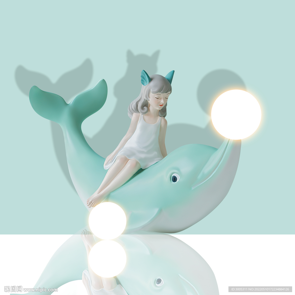 装饰画 海豚 卡通女孩