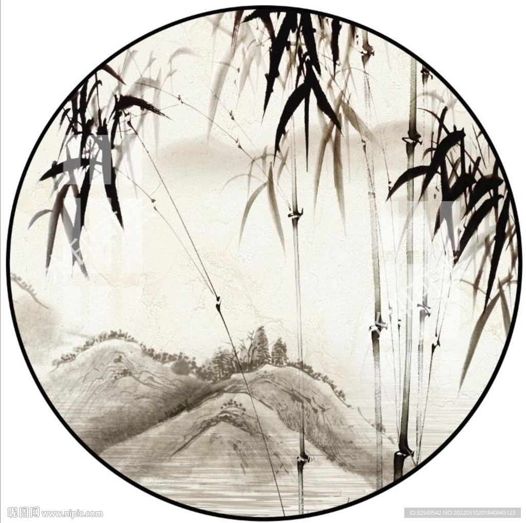 圆形山水画