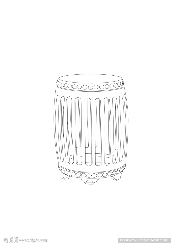 清紫檀直棂式坐墩