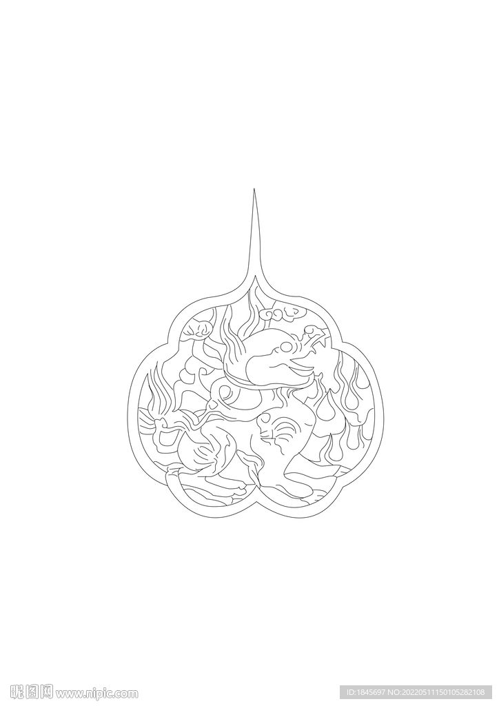 透雕团窠麒麟纹