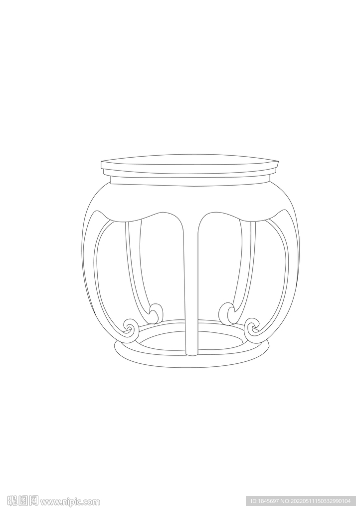 清康熙黑漆象鼻腿圆鼓凳