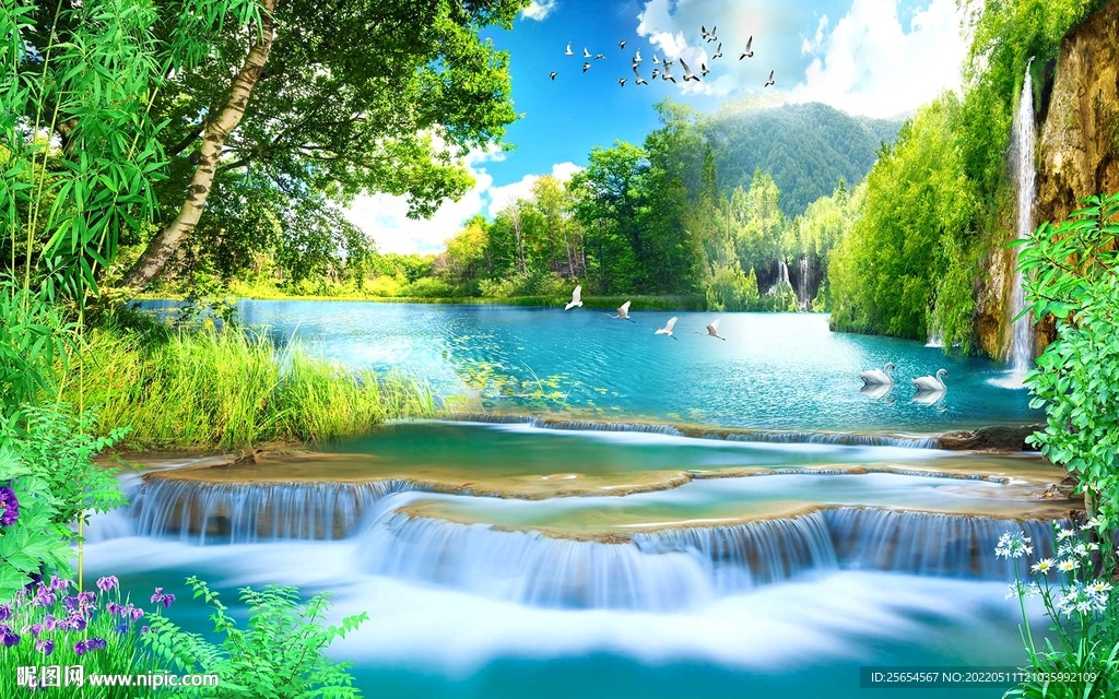 高山流水背景墙