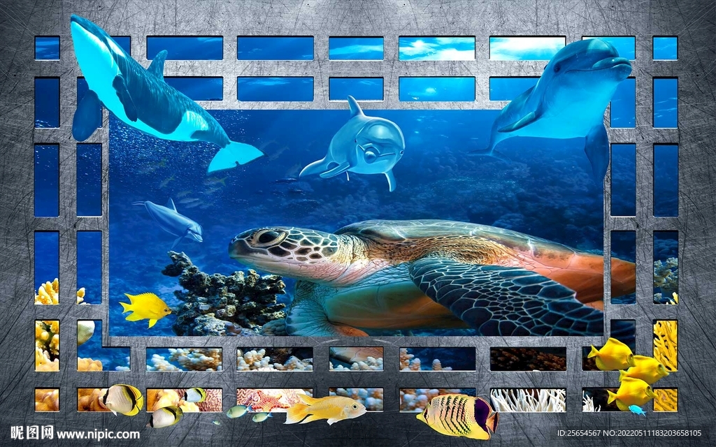 海底世界3D背景墙