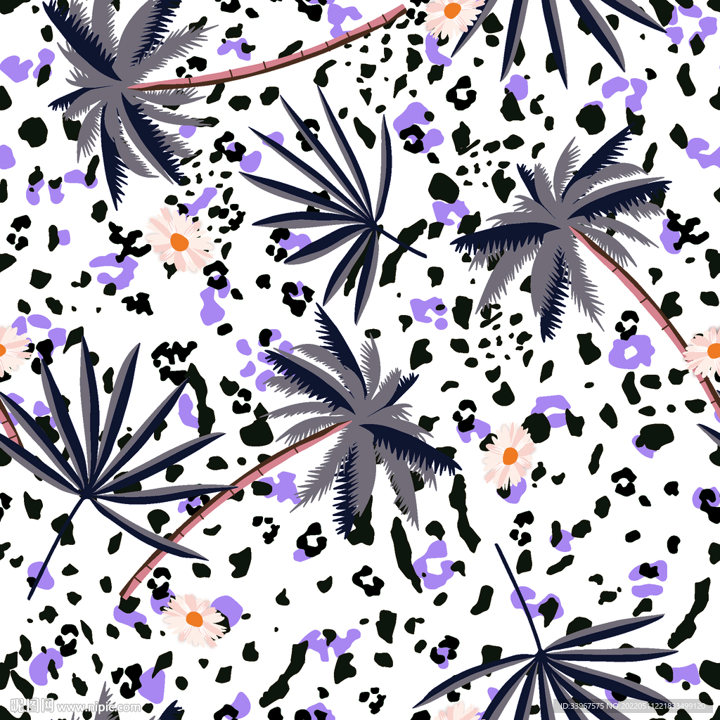 叶 数码 印花 循环 效果 