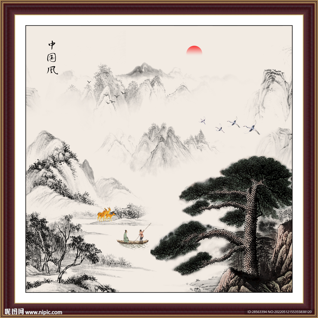 迎客松国画