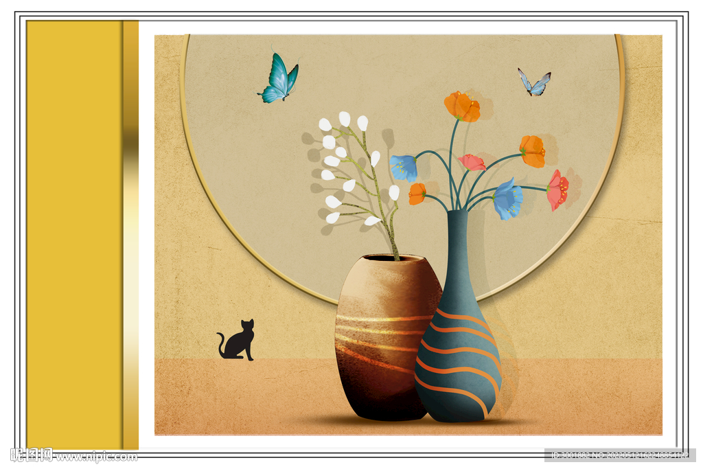 装饰画 插花 花瓶