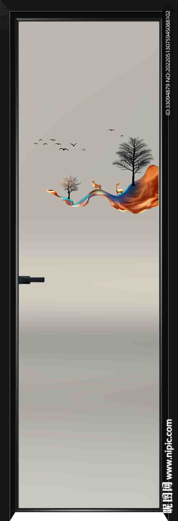 高清分层透明底平开门打印图