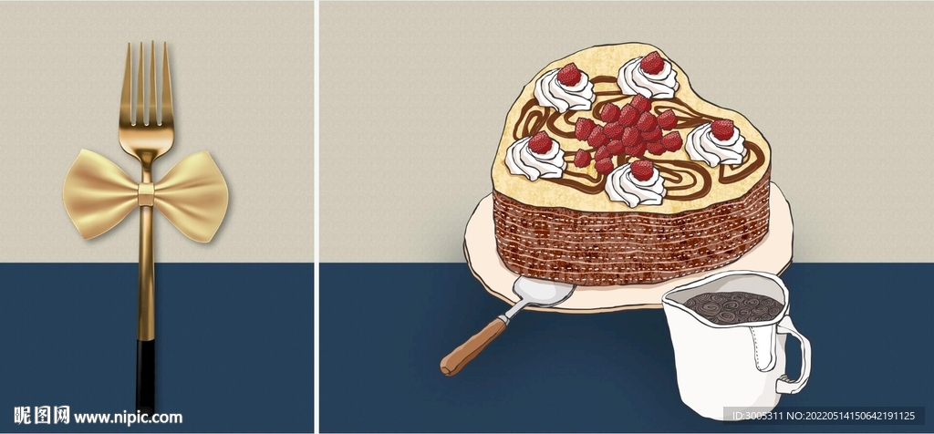 装饰画 蛋糕 叉子