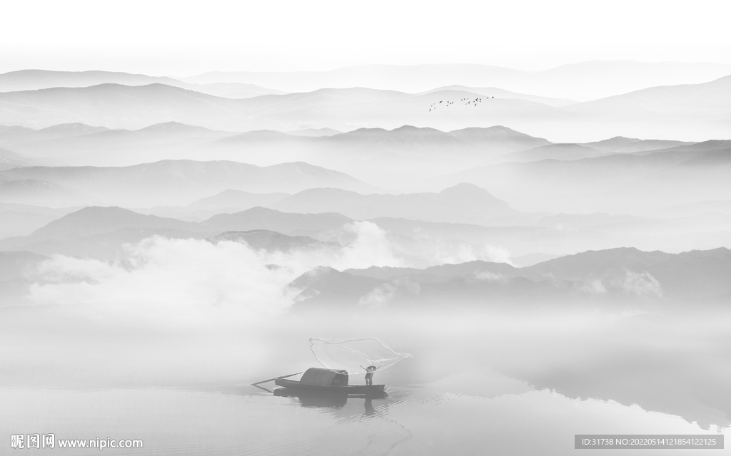 新中式山水背景墙