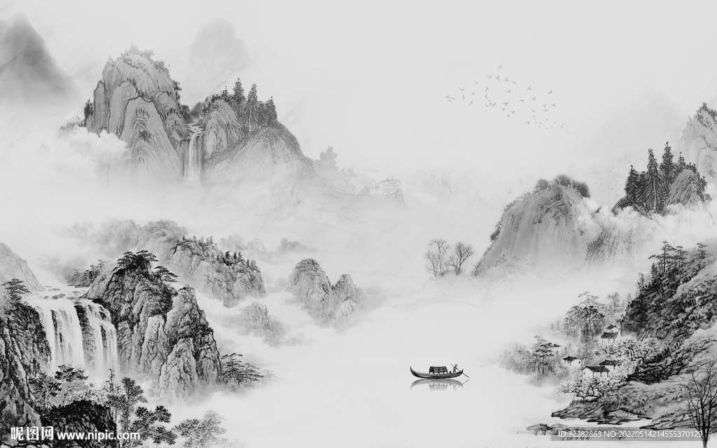客厅灰色山水 TIF分层