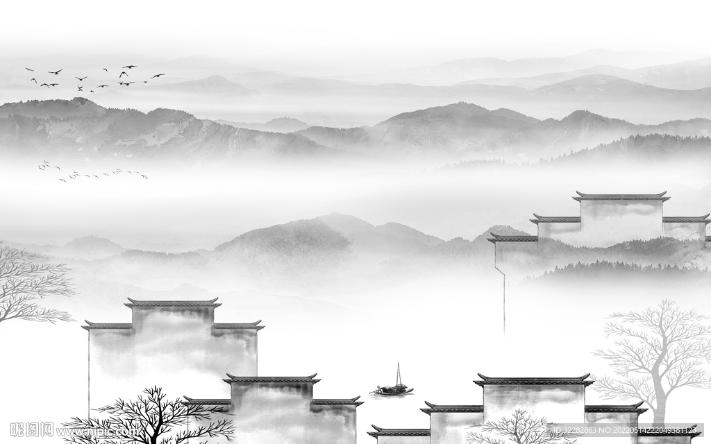 大气 灰色风景山水 TIF分层