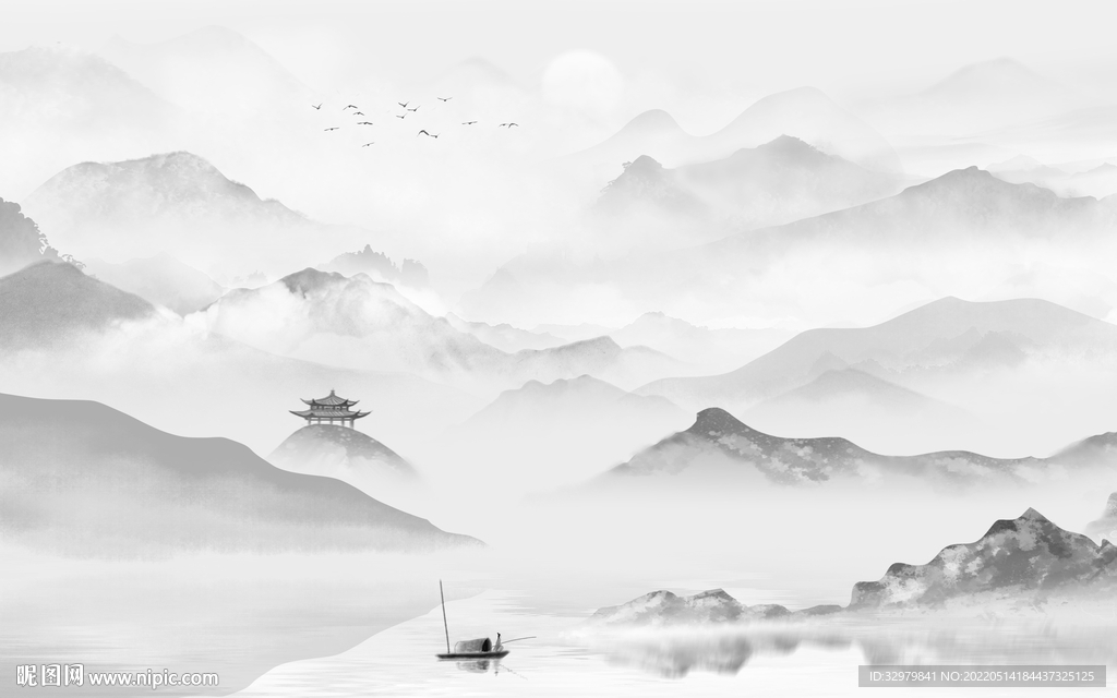 新上架客厅画山水图 tif分层