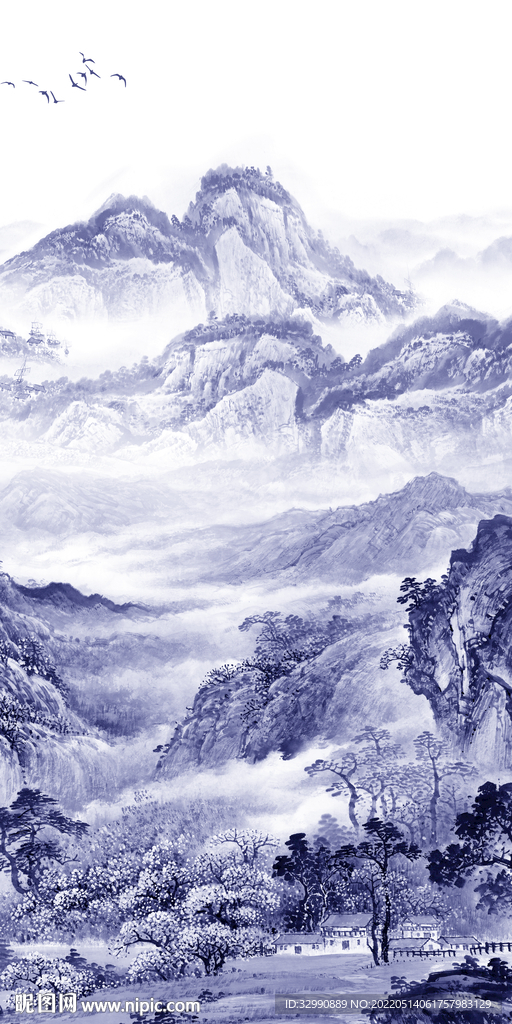 人气 中式玄关山水 Tif分层