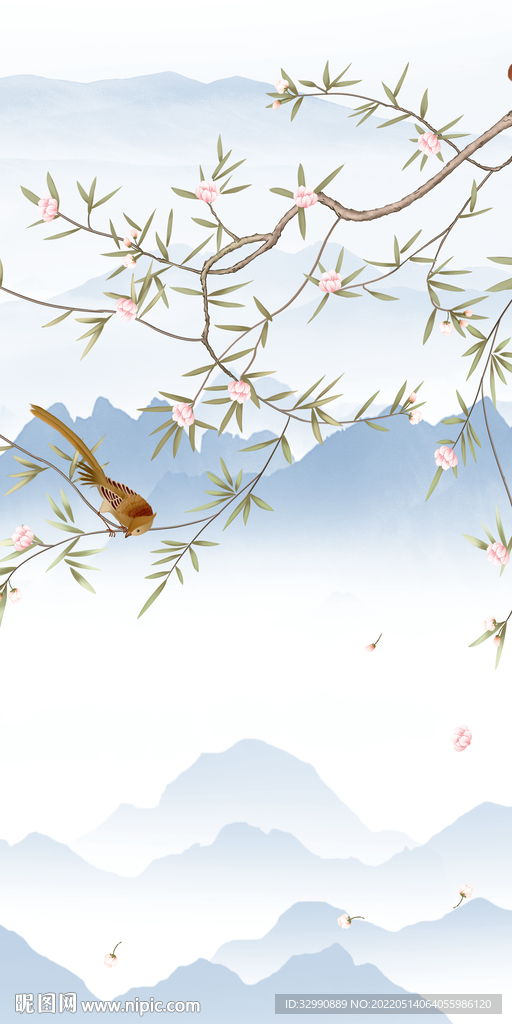 花鸟现代玄关山水 TIf分层