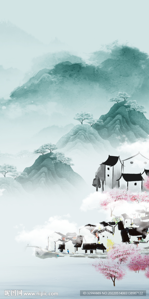 爆款墙画玄关山水 TIF分层