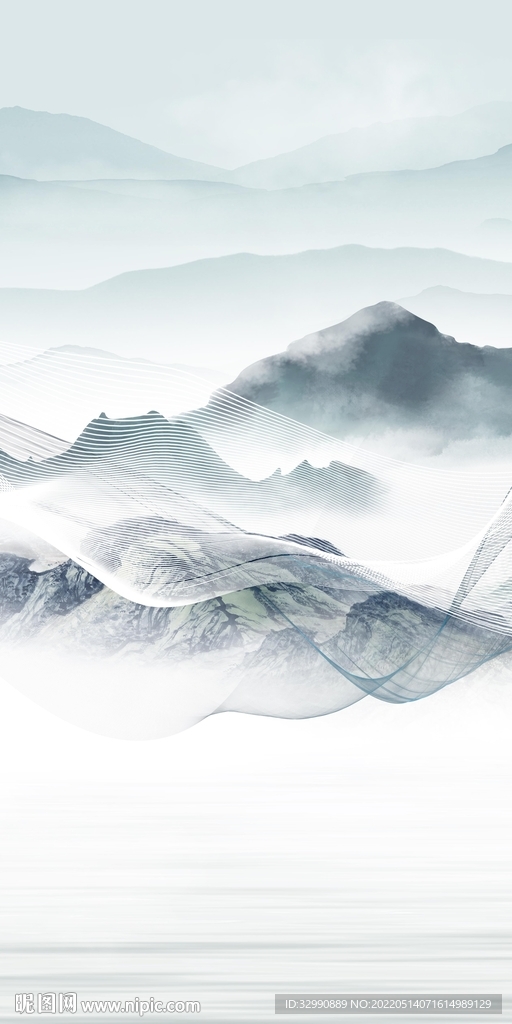 意境墙画玄关山水 TIF分层