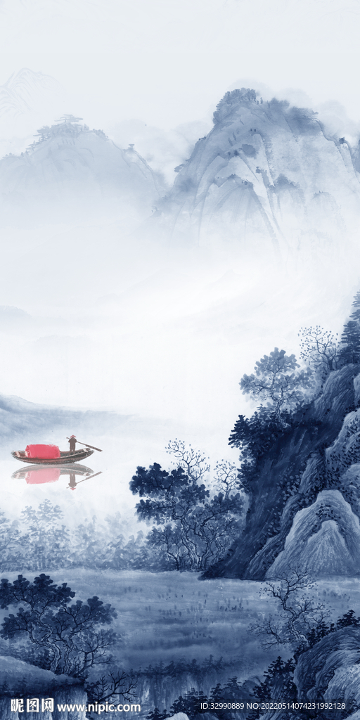 水墨玄关风景山水 TIF分层