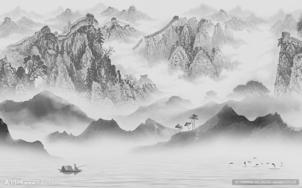新中式大气高雅山水 tif分层