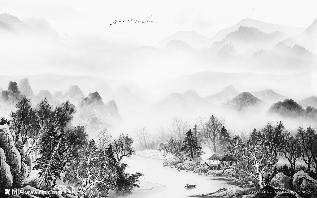 新上架灰色客厅山水 tif分层