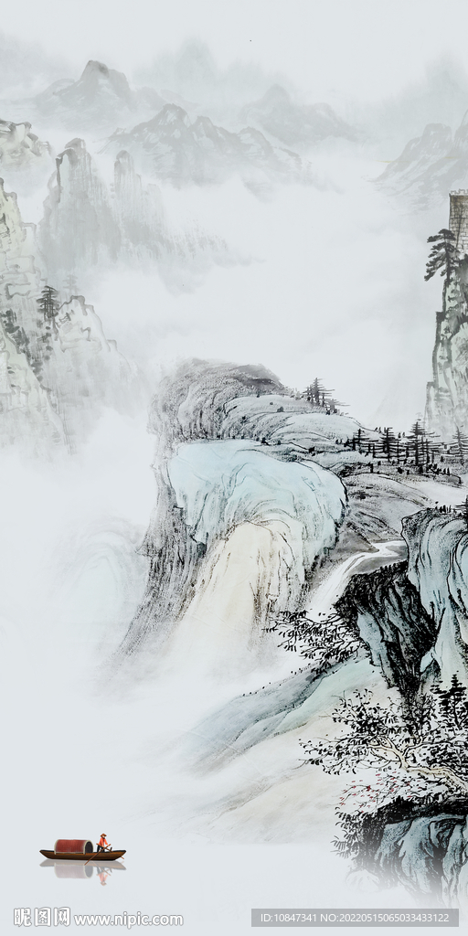 大气意境玄关墙画 TIF分层